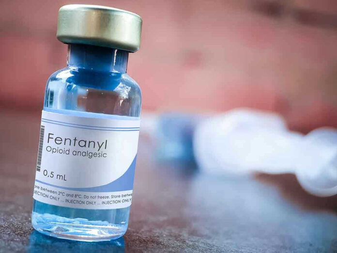 Fentanyl vial labeled as opioid analgesic