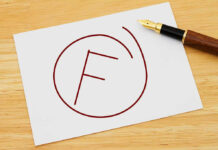 Student Scores PLUMMET – Union Doubles Down on Ideology Fail grade written on paper with a pen.