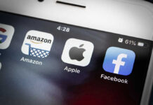 Amazon Apple Facebook apps on smartphone screen