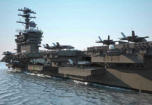 Iran Missile Claim SHAKES Supercarrier Aircraft carrier deck with jet planes.