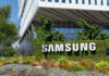 Samsung’s Trillion-Dollar SHOCK! Samsung building with large sign and greenery.