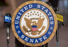 Washington Seizes Oil, Demands Budgets Official seal of the United States Senate with microphones in the background