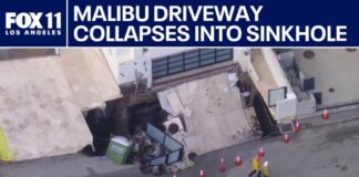 Sinkhole forms after driveway collapses at Malibu beachfront home