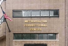 Fraud Convict Approved for Halfway House Metropolitan Correctional Center entrance with American flag