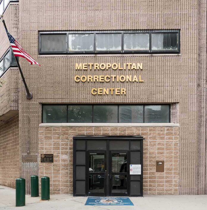 shutterstock_717683740-2 Metropolitan Correctional Center entrance with American flag