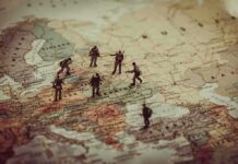 Russian Fighter Jet Crashes During Training Toy soldiers on a map of Eastern Europe