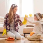 Family Court Hearing, Then Killed Her 4-Year-Old Daughter Mother and daughter high-five while cleaning a living room floor