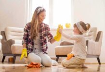 Family Court Hearing, Then Killed Her 4-Year-Old Daughter Mother and daughter high-five while cleaning a living room floor