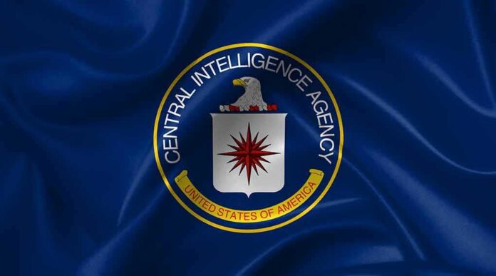shutterstock_1535901611 CIA emblem on a blue flag