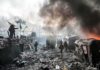 Ceasefire Chaos: Russia-Ukraine Truce Falters Walter Jones among protesters in a smoky urban conflict scene